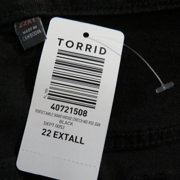 Torrid Perfect Skinny Ankle Vintage Stretch Mid-Rise Jean Black Plus 22 XTall - Picture 8 of 10